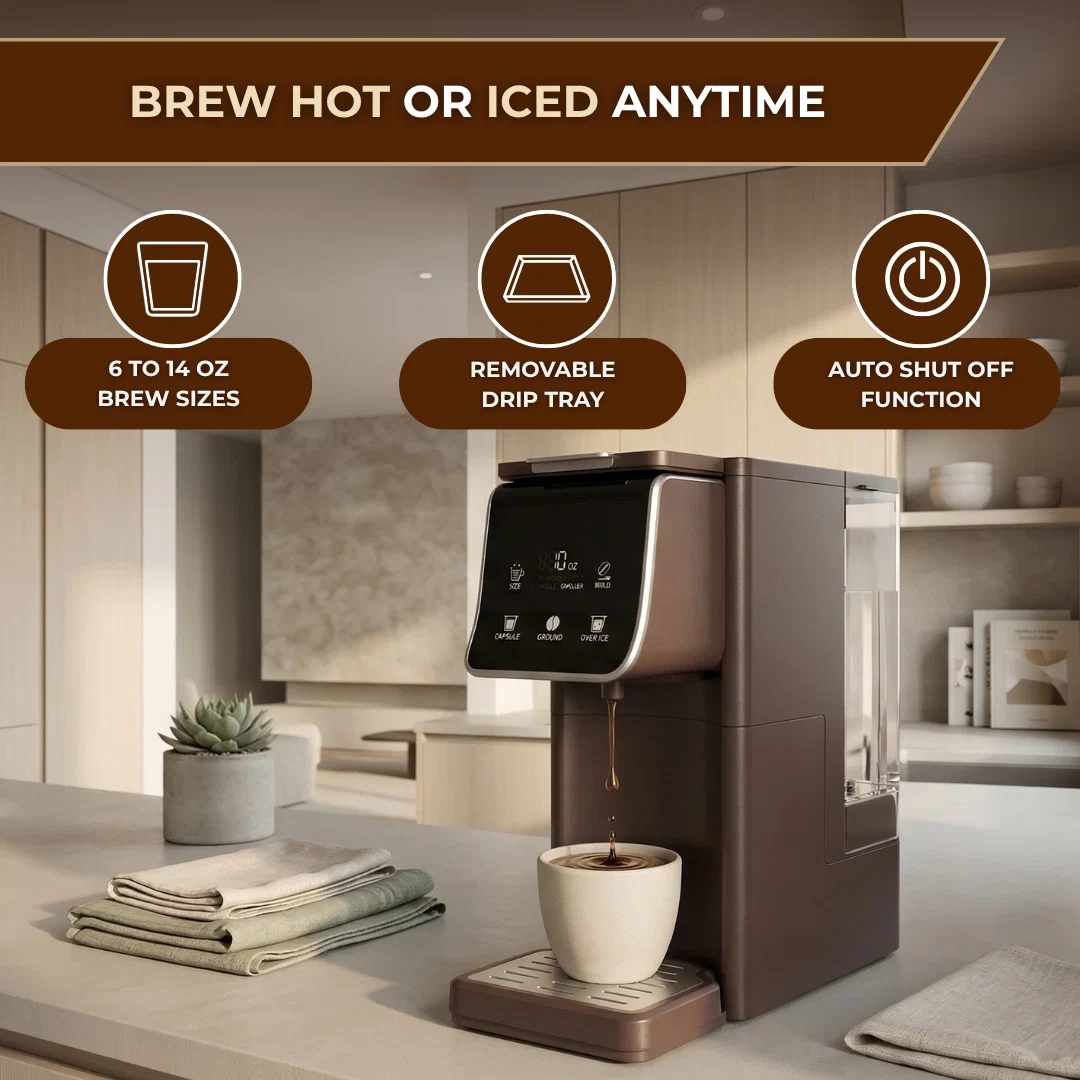 Single Serve Coffee Maker with 52oz Reservoir, K-Cup, Grounds or Tea Single Serve Coffee Maker with 52oz Reservoir, K-Cup, Grounds or Tea