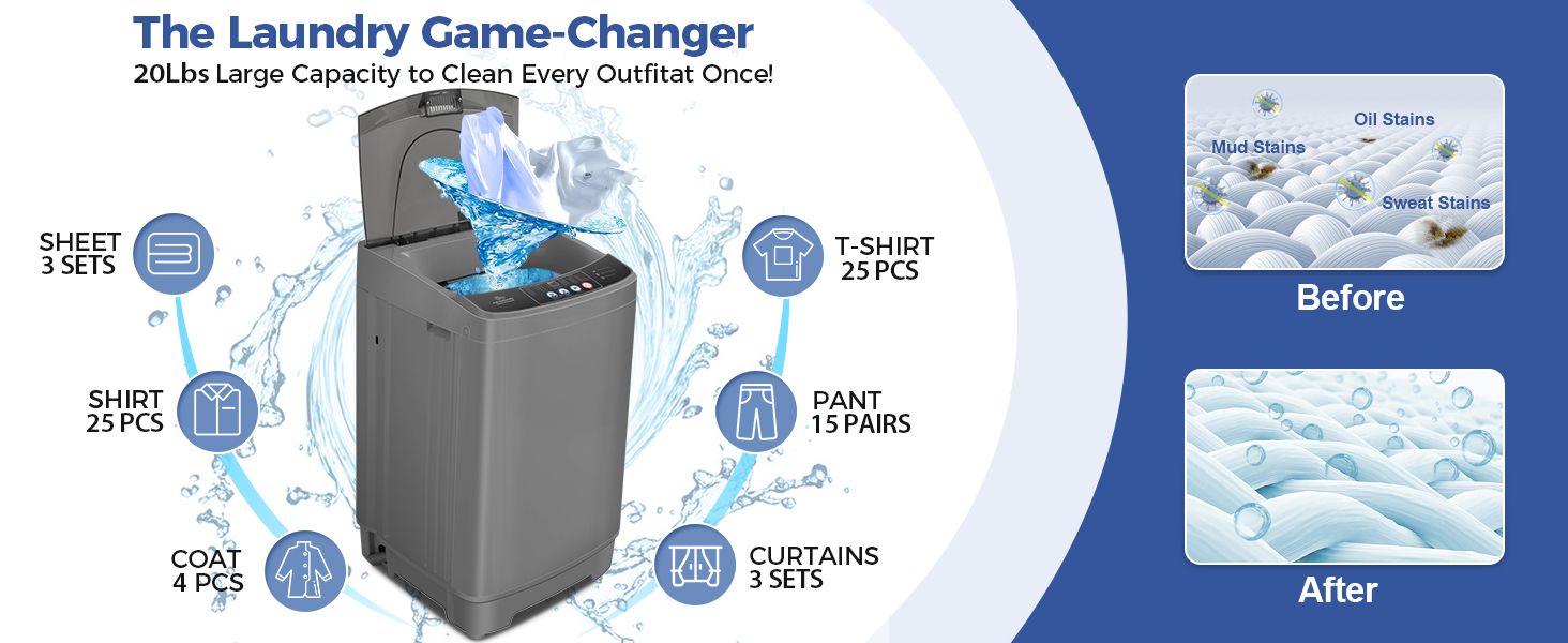 20Lbs Capacity Full-Automatic Portable Washer Machine