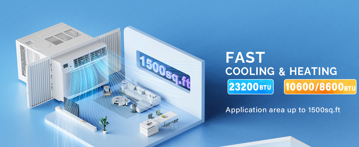 Air Conditioner Window Unit with Heat AC Unit Cooler, Heater, Dehumidifier & Fan with Timer, Remote