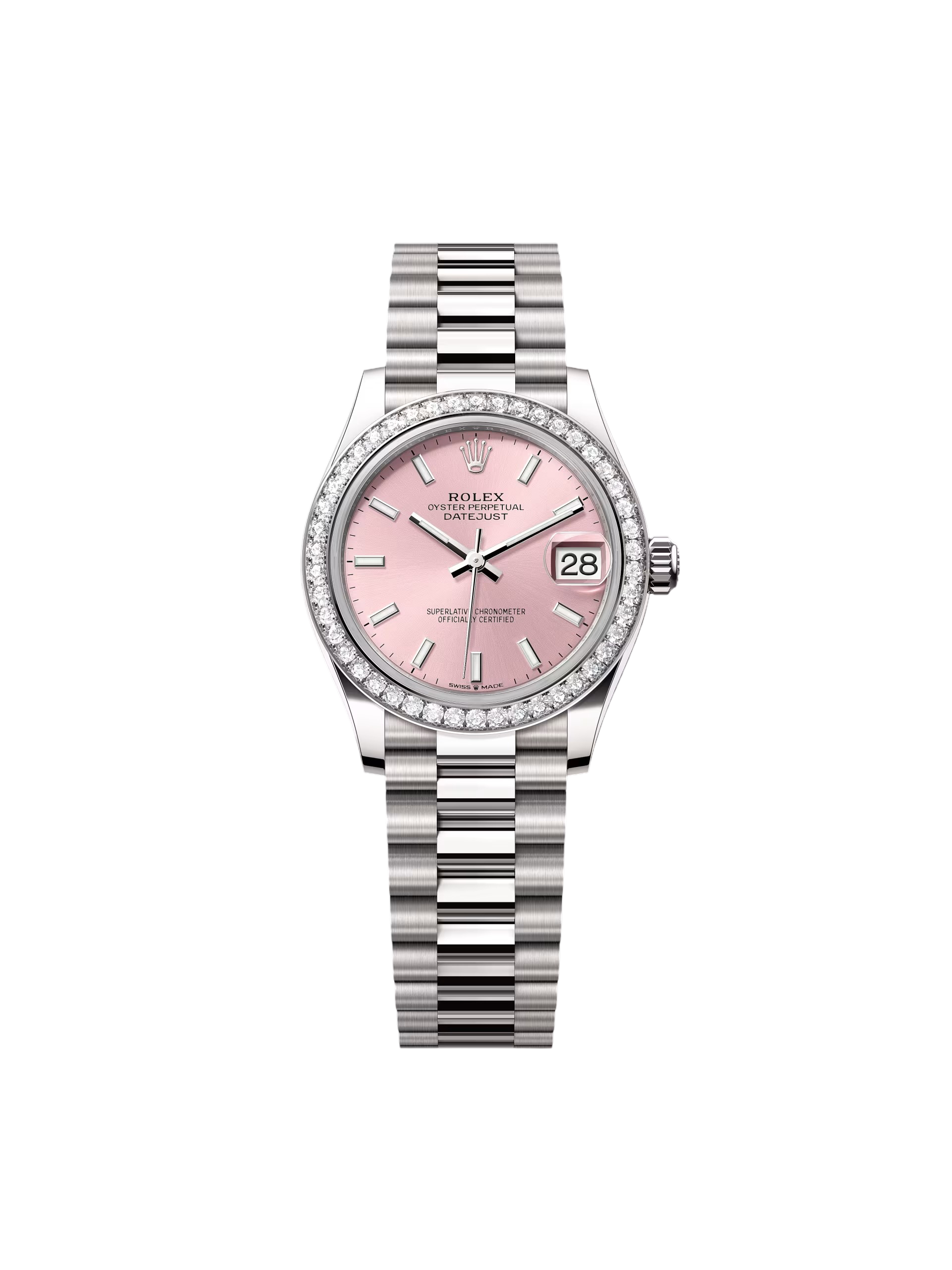Rolex Datejust m278289RBR-0013 Pink Dial White Gold President Watch
