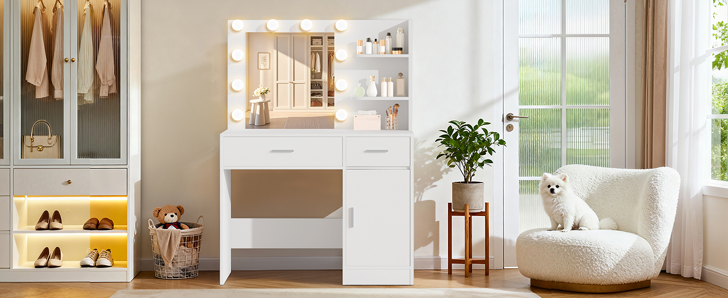 White LED Bulb Vanity in Cloakroom