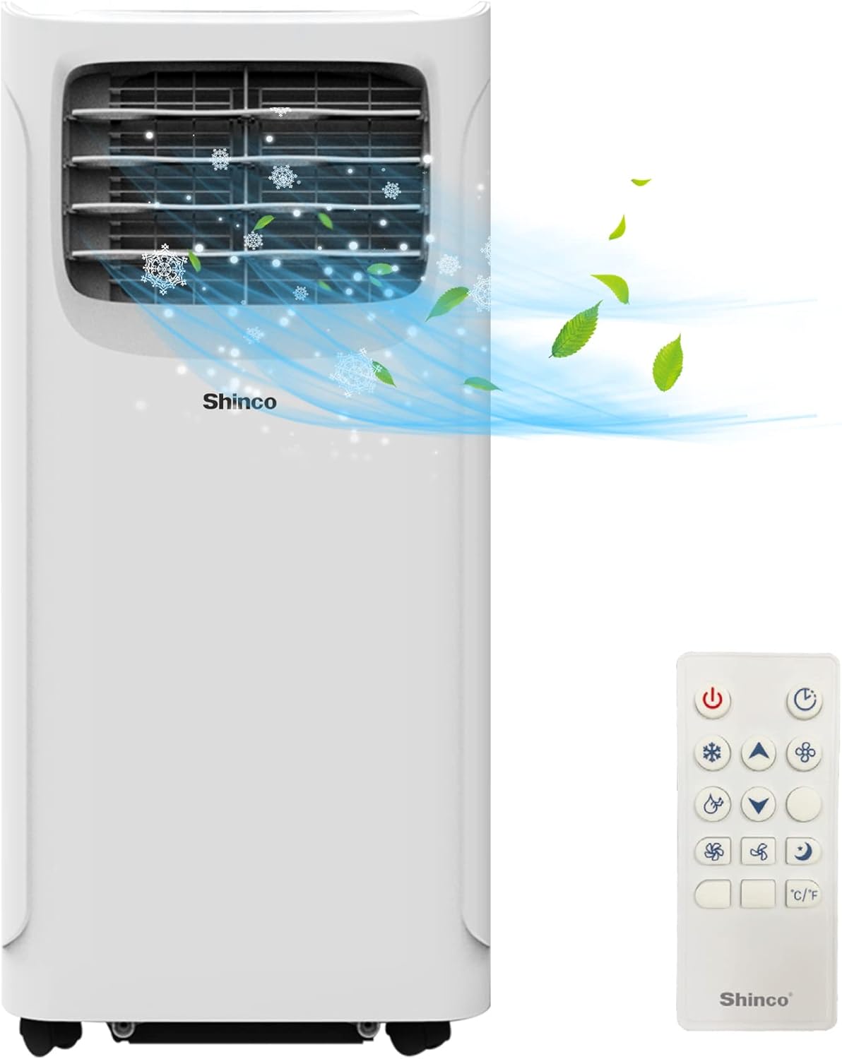 SHINCO Mobile Klimaanlage mit Abluftschlauch, 9000BTU, 2,6 kW, Kühlen&Ventilieren&Entfeuchten, Mobiles Klimagert mit Schlafmodus, Raumgre bis 22㎡, 24-Stunden-Timer