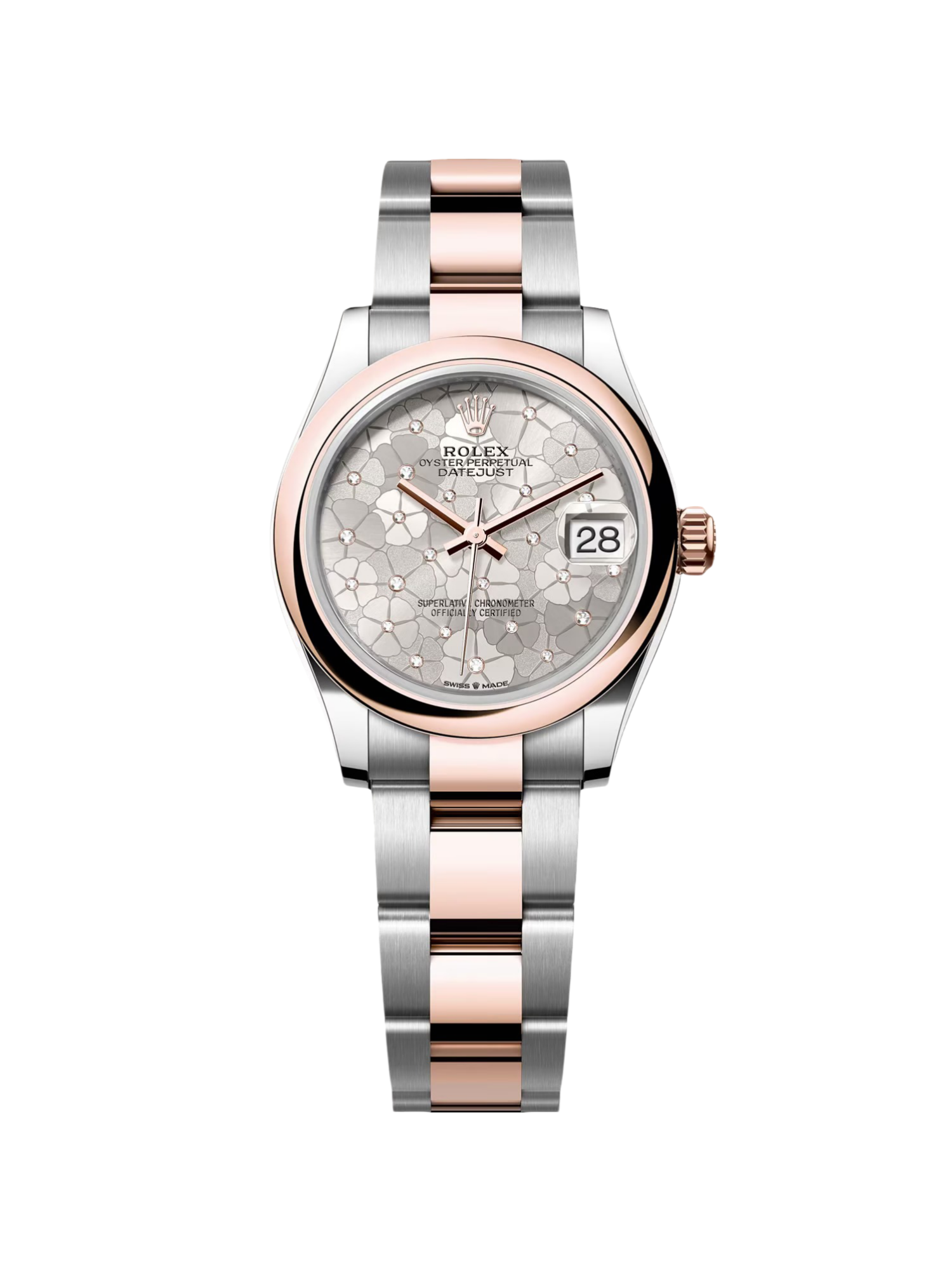 Rolex Datejust m278241-0031/0032 31mm Silver Floral Motif Dial Oyster Bracelet Watch