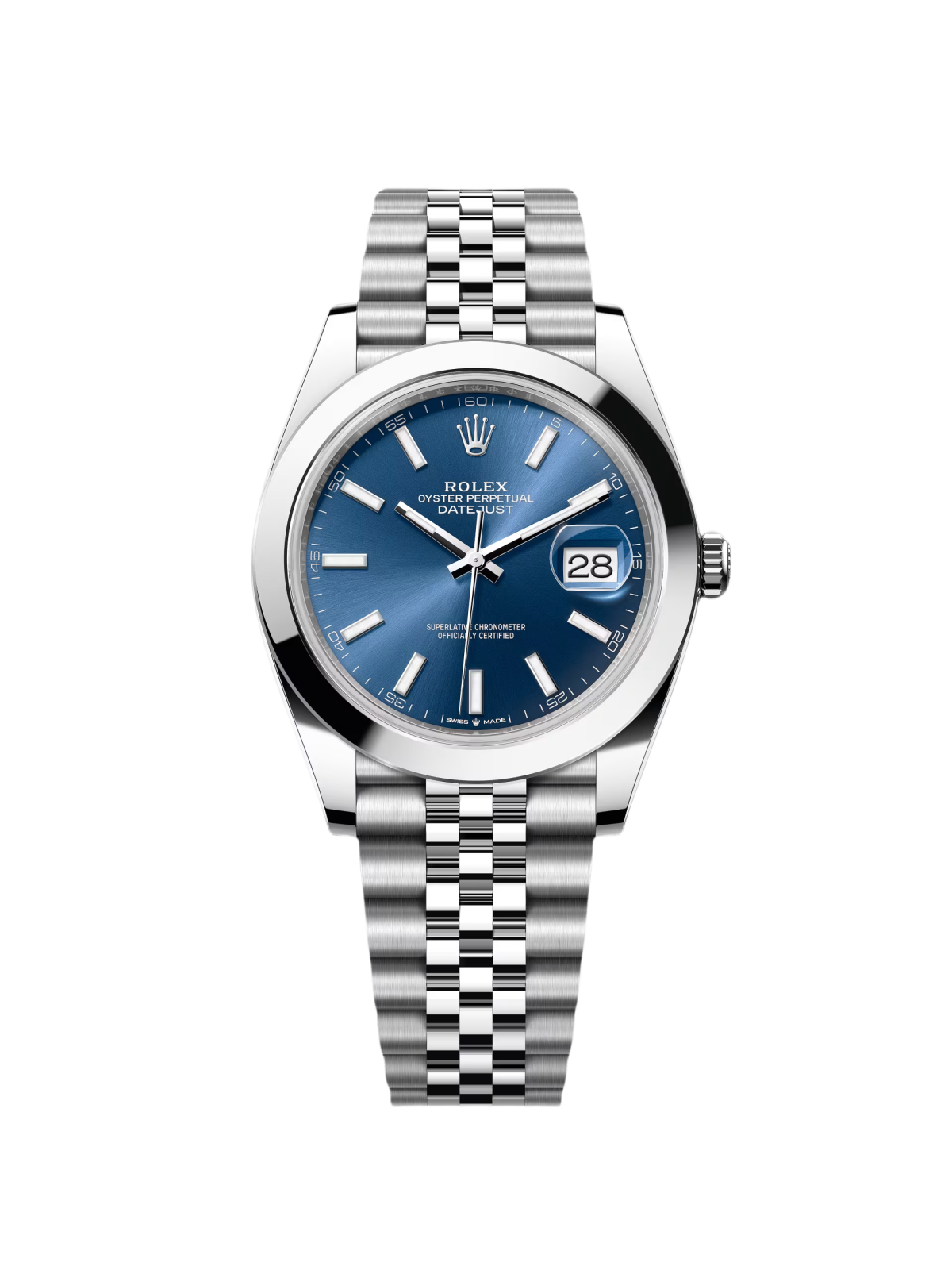 Rolex Datejust 41mm 126300 Blue Index Jubilee Stainless Steel Men’s Watch