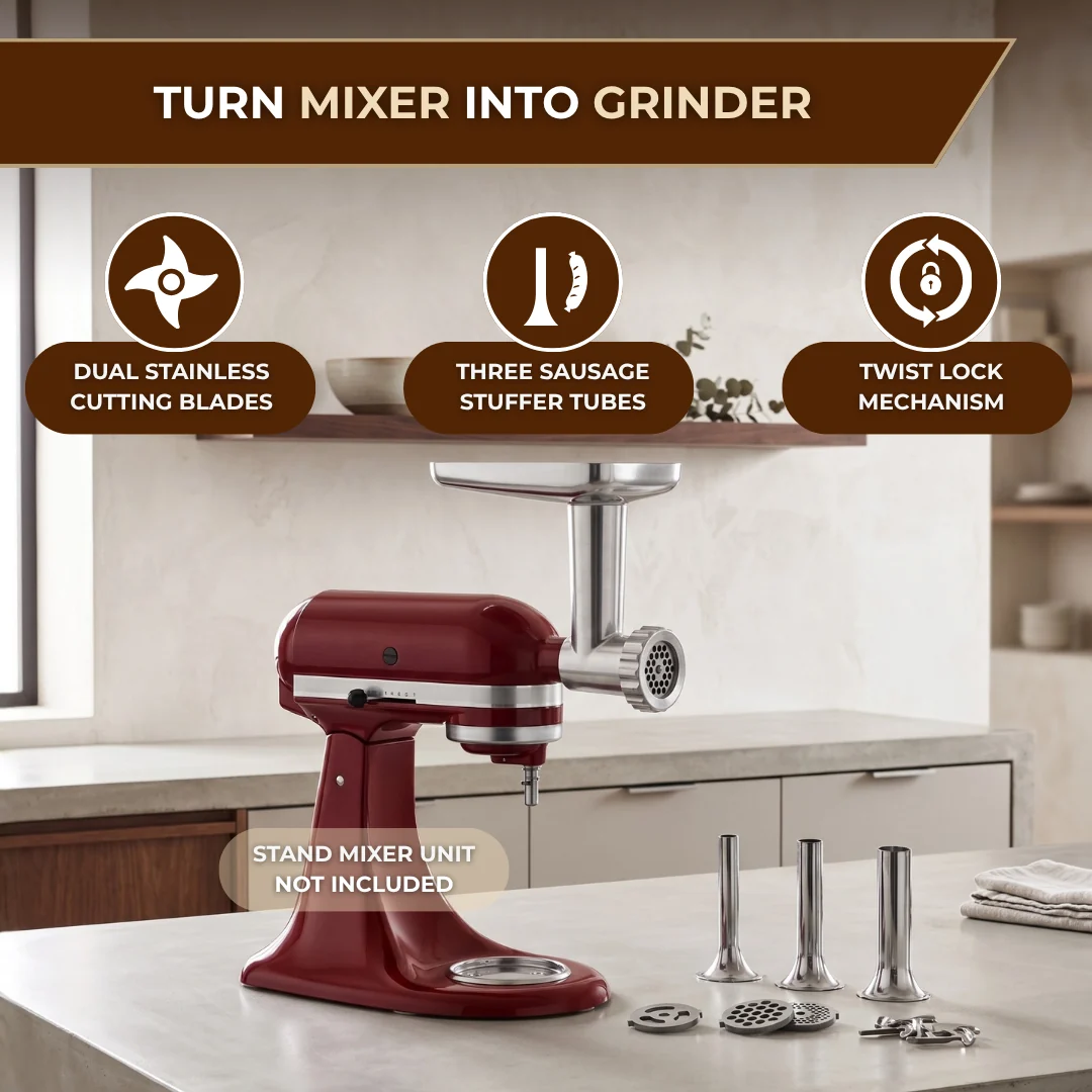 Metal Meat Grinder Attachment for Stand Mixer with Plates Set Metal Meat Grinder Attachment for Stand Mixer with Plates Set