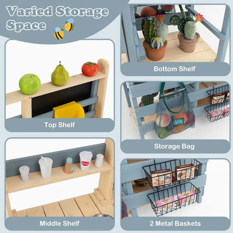 Eletriclife 2-In-1 Outdoor Mud Kitchen with Faucet and Extra Chalkboard