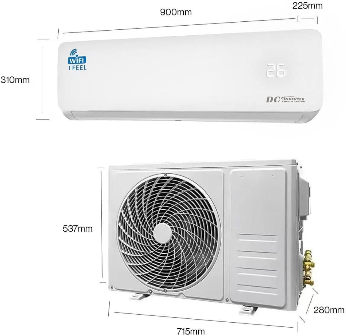 18000 BTU Air Conditioner Wall Split Wi Fi 5 In 1 Air Cooler Heater Dehumidifier Air Purifier Fan With Heat Pump Remote Control 5.1 kW A++ Rating 2 Pipes and Installation Kit Included