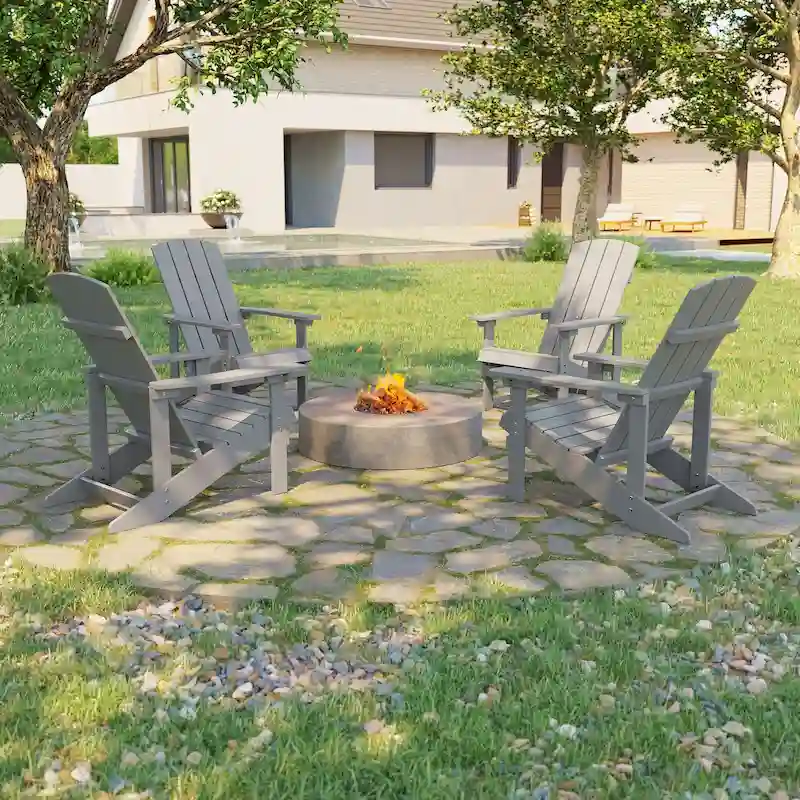 Bonosuki Weather-resistant Wood Outdoor Adirondack Chairs-Set of 4