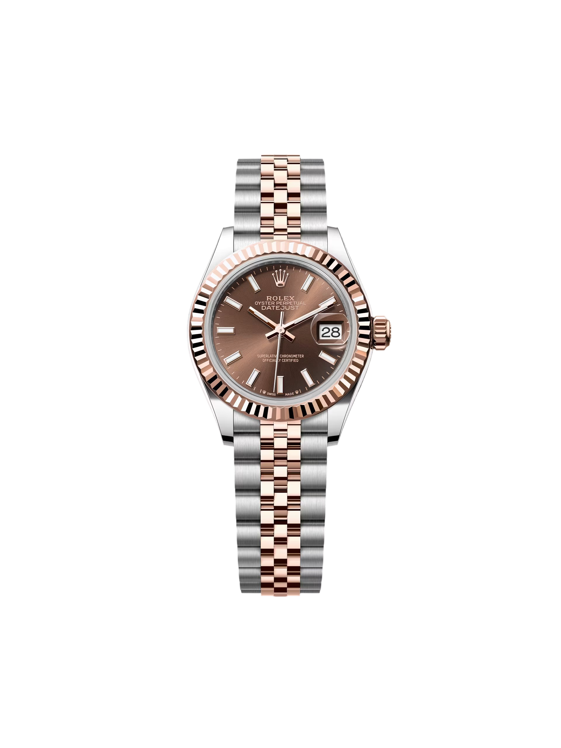 Rolex Lady-Datejust 28mm 279171 Chocolate Index Oyster Stainless Steel and Rose Gold
