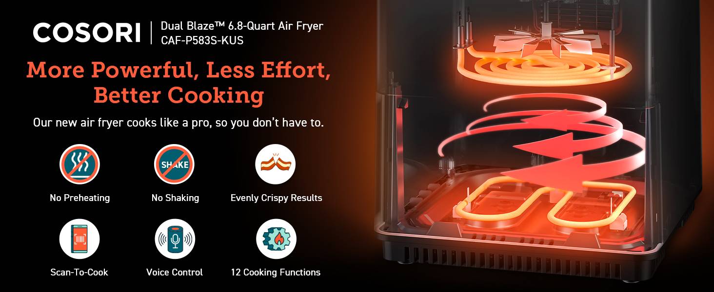 More Powerful. Less Effort. Better Cooking.Our new air fryer cooks like a pro. so you don锟斤拷t have to.