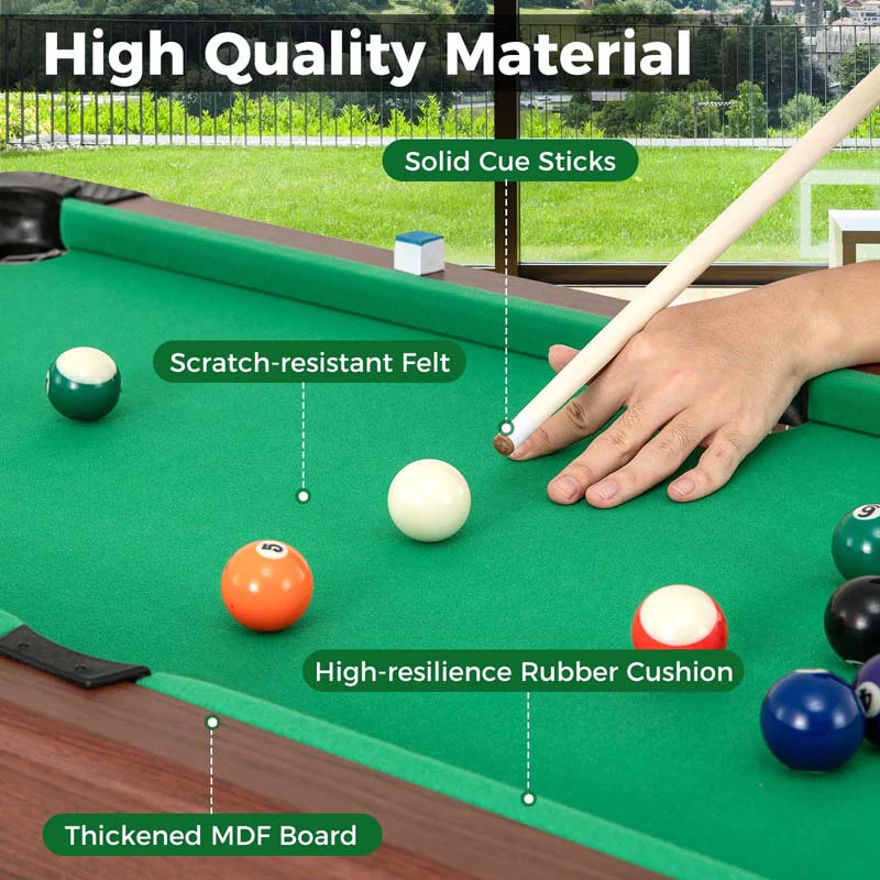 Eletriclife 48 Inch Pool Wooden Game Table with Full Set of Balls
