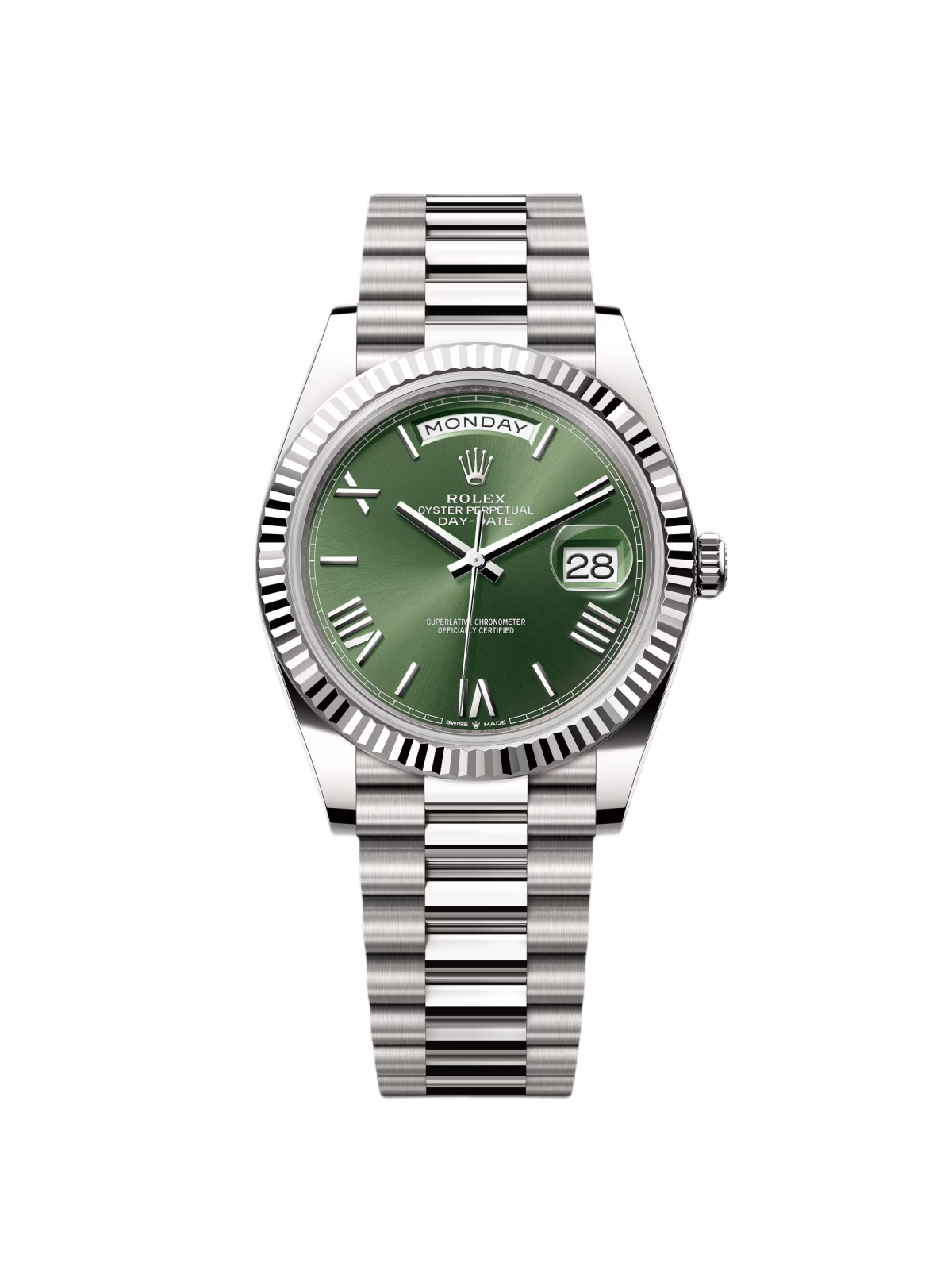 Rolex Day-Date "President" 40mm White Gold Green Roman Dial - 228239