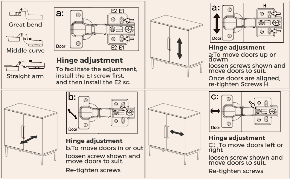 adjust storage cabinet hinges