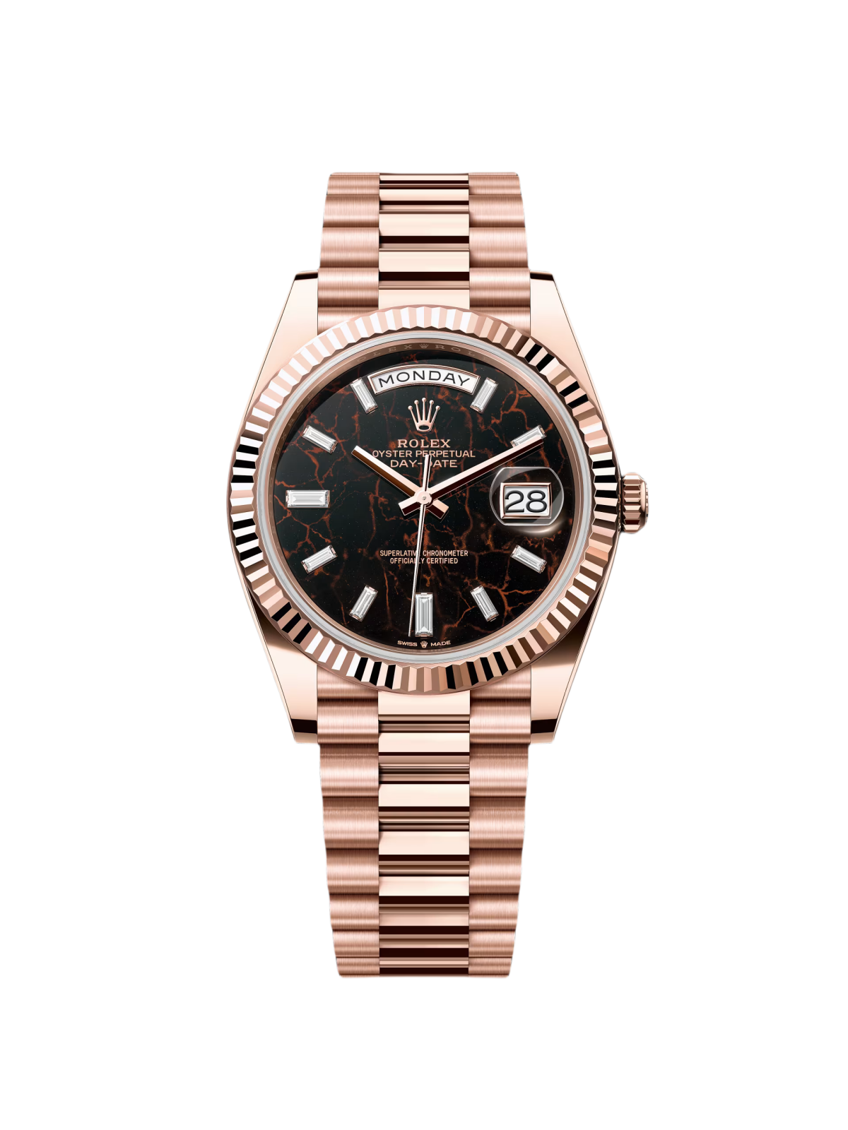 Rolex Day-Date "President" 40mm Everose Eisenkiesel Diamond Baguette Dial - 228235
