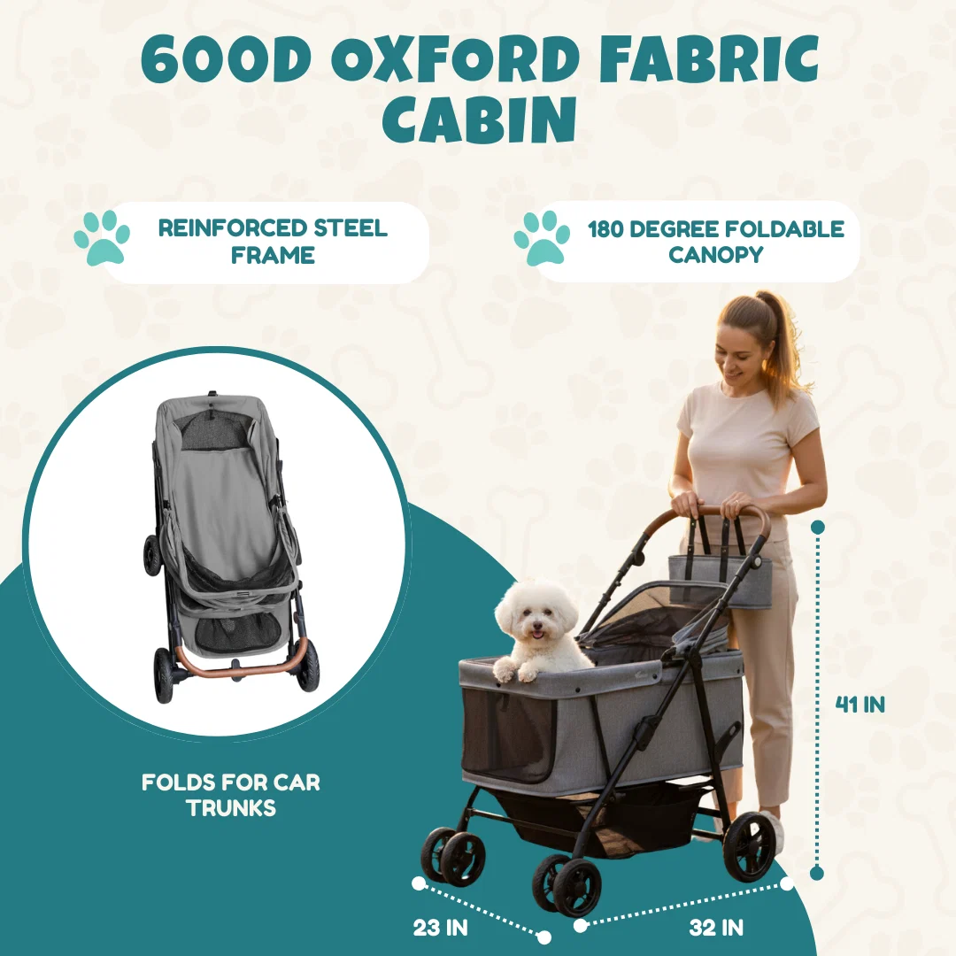 Dog Stroller for Large & Medium Dogs with Foldable Ventilated Cabin Dog Stroller for Large & Medium Dogs with Foldable Ventilated Cabin