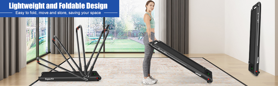 2 in 1 Folding Treadmill, 2.25HP Under Desk Electric Superfit Treadmill