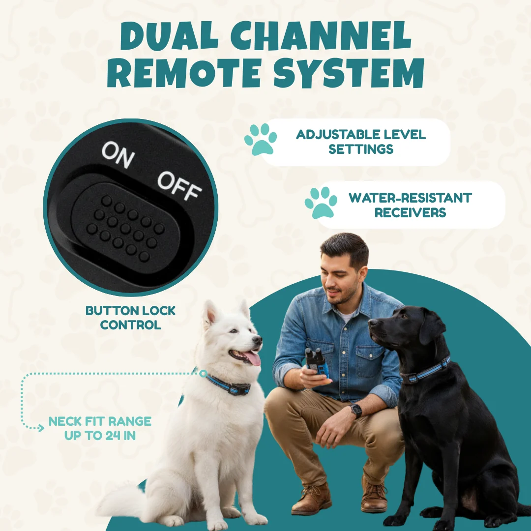 Two Dog Training Collar Set with Dual Channel Remote Control Two Dog Training Collar Set with Dual Channel Remote Control