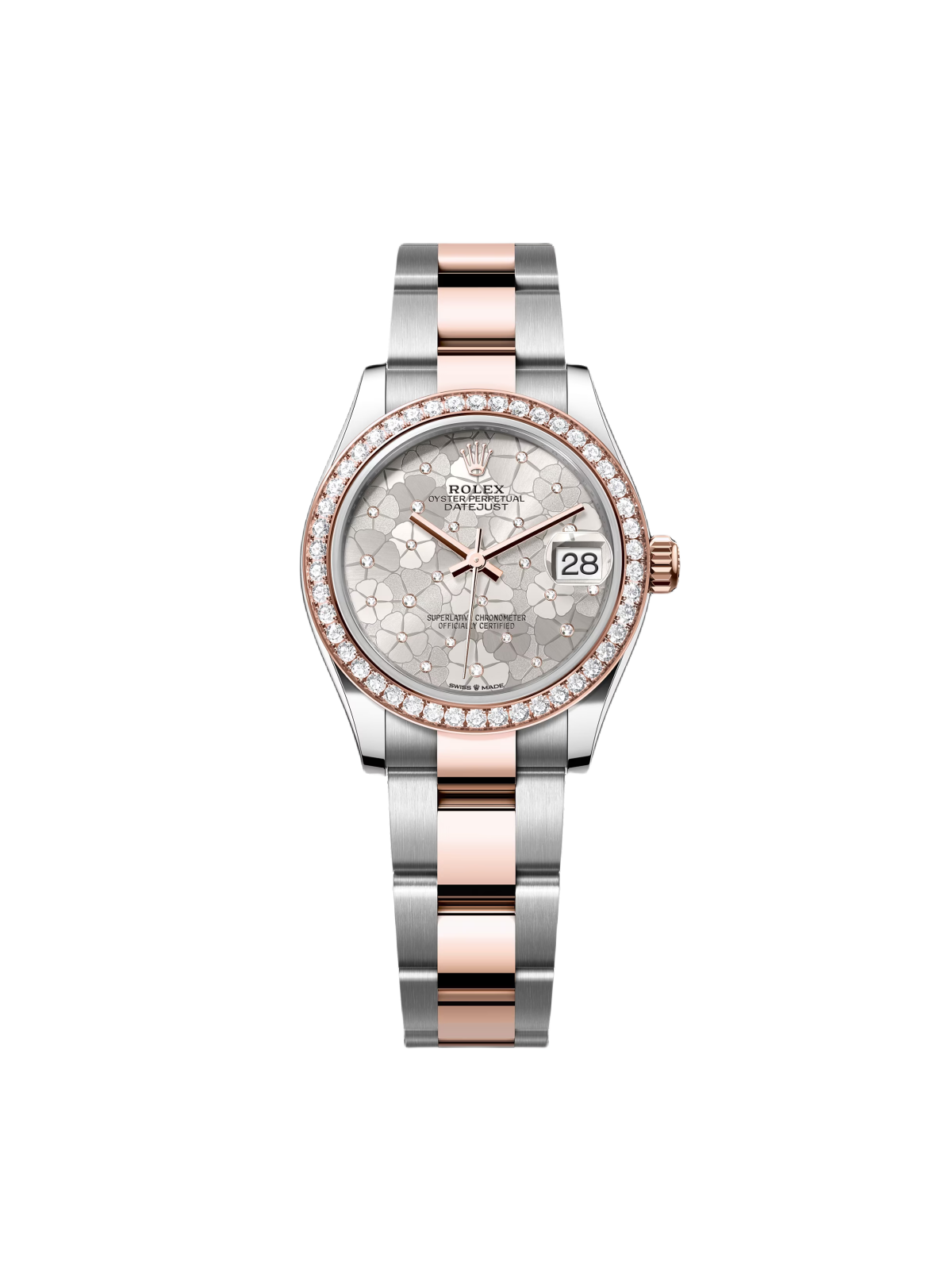 Rolex Datejust m278381-0031/0032 Silver Floral Motif Diamond Dial Diamond-Set Bezel 31mm
