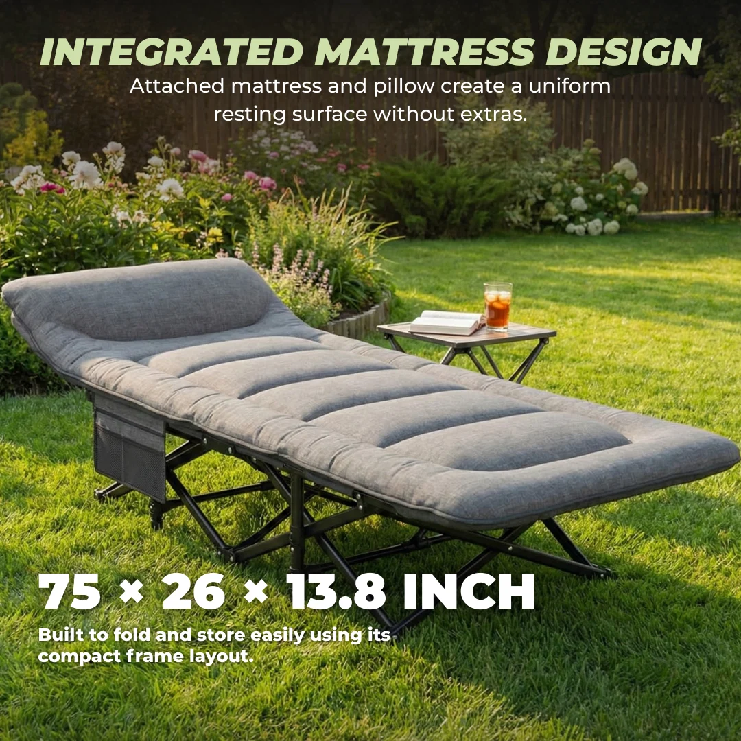 Folding Camping Cot with Mattress and Pillow, 450 lbs Support Folding Camping Cot with Mattress and Pillow, 450 lbs Support