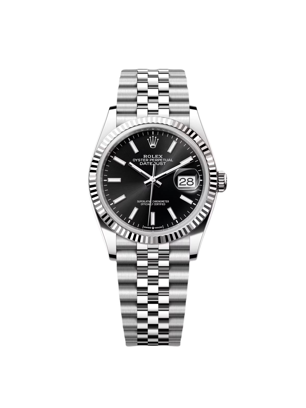 Rolex Datejust 36mm 126234 Black Index Jubilee Stainless Steel Mens Watch