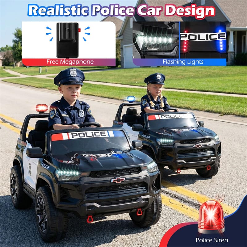 Eletriclife 24V 4WD Licensed Chevrolet Kids 2-Seater Police Ride on Car
