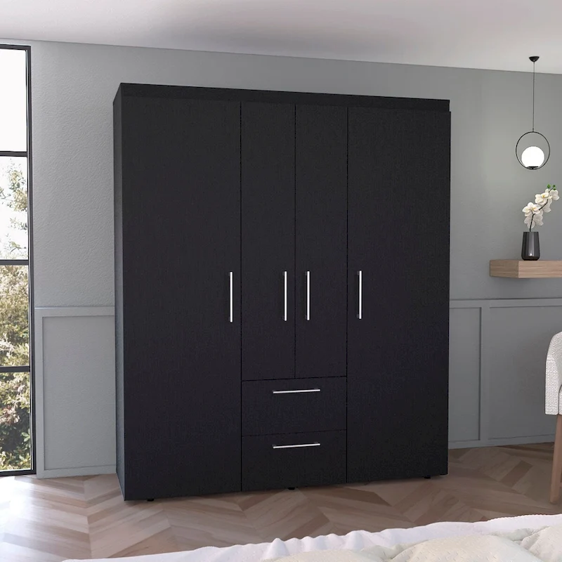 Bariloche Armoire with Hanging Rods, Shelves, 2 Drawers