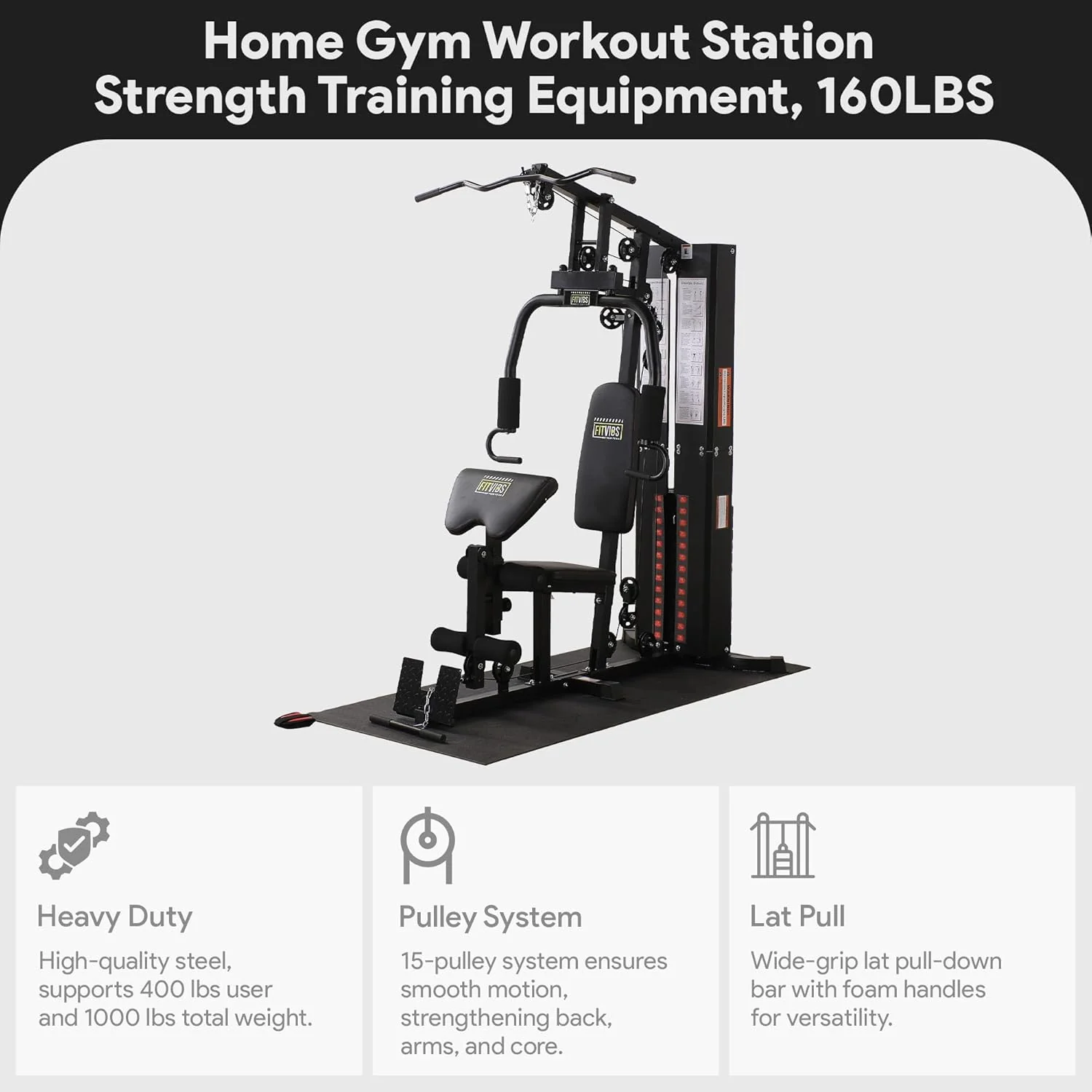 BalanceFrom Multifunctional Steel Frame Home Gym Machine with Floor Mat