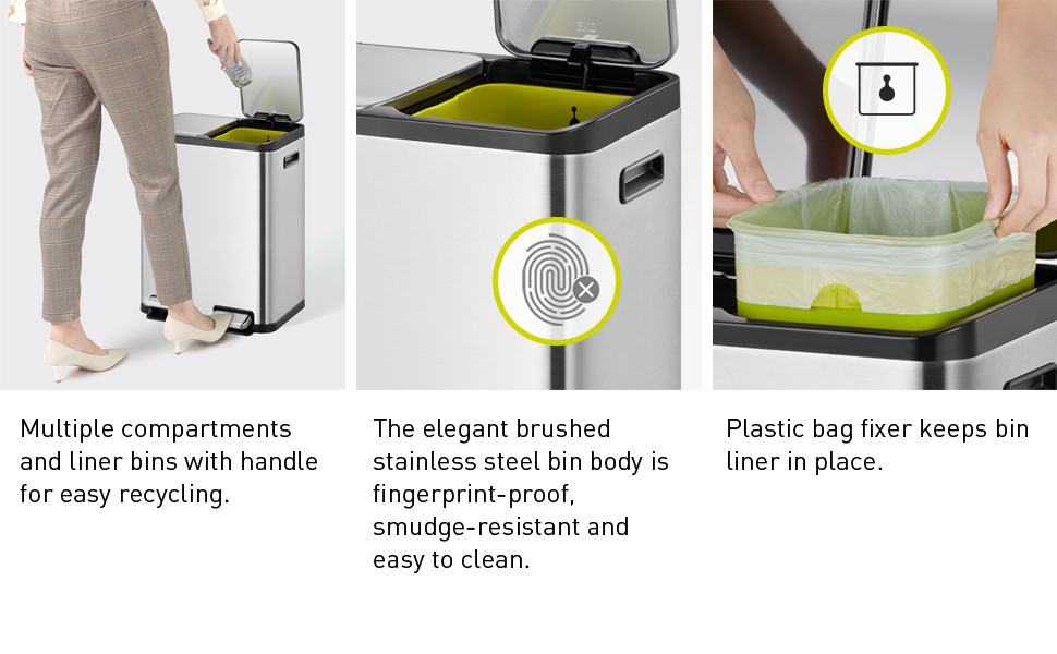 stainless steel dual compartment trash can