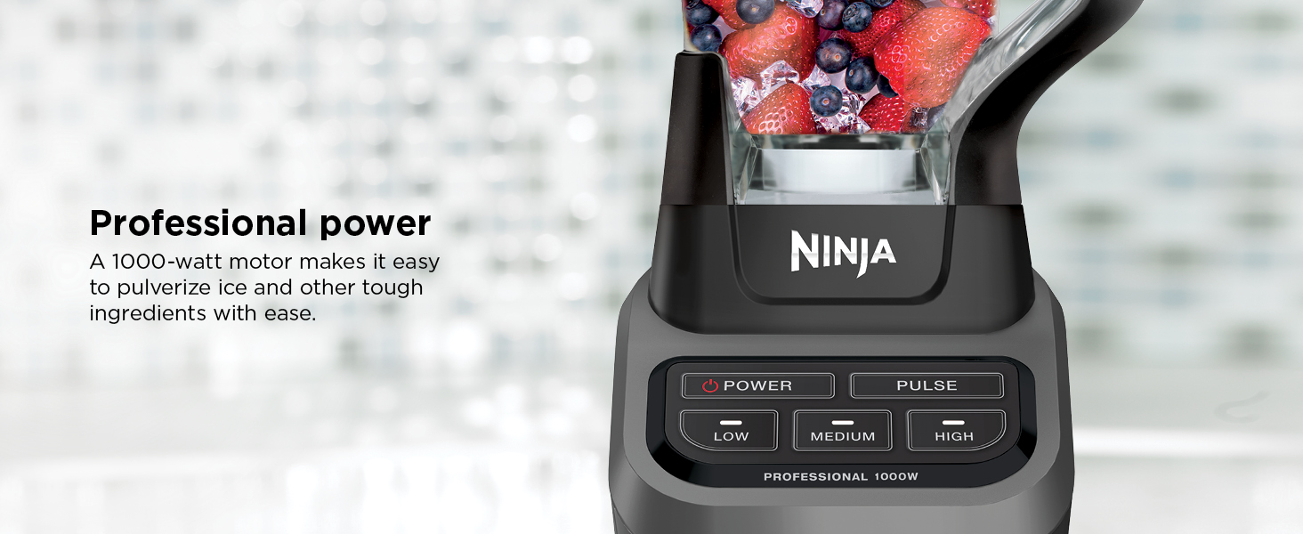 Professional power A 1000-watt motor makes it easy to pulverize ice and other tough ingredients