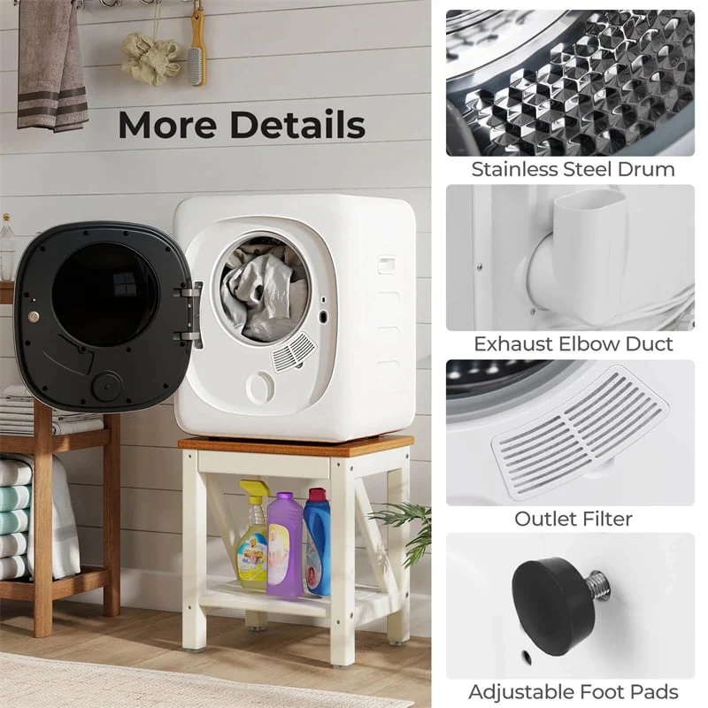 Electric 1.5 cu.ft Portable Clothes Dryer 800W Electric Compact Vented Tumble Dryer for Apartment