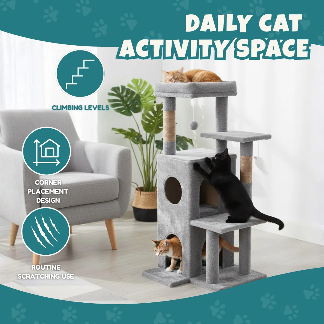 Cat Tree Tower for with Steps, Scratching Posts and Caves Cat Tree Tower for with Steps, Scratching Posts and Caves