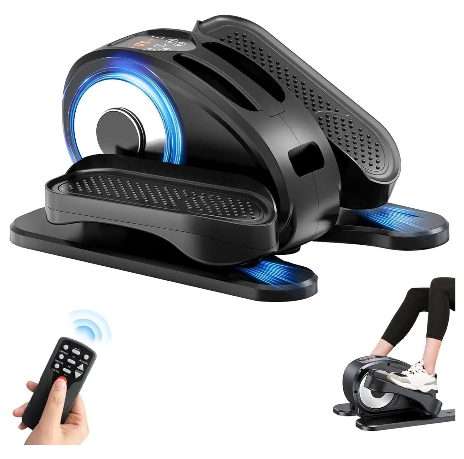 Under Desk Elliptical Electric Foot Pedal Exerciser Fully Assembled Seated Elliptical Compact Portable Elliptical Machine Trainer with Control Mini Elliptical Leg Exerciser for Home