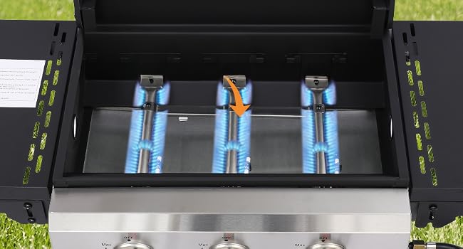 3 Burner Gas Grill with Folding Tables