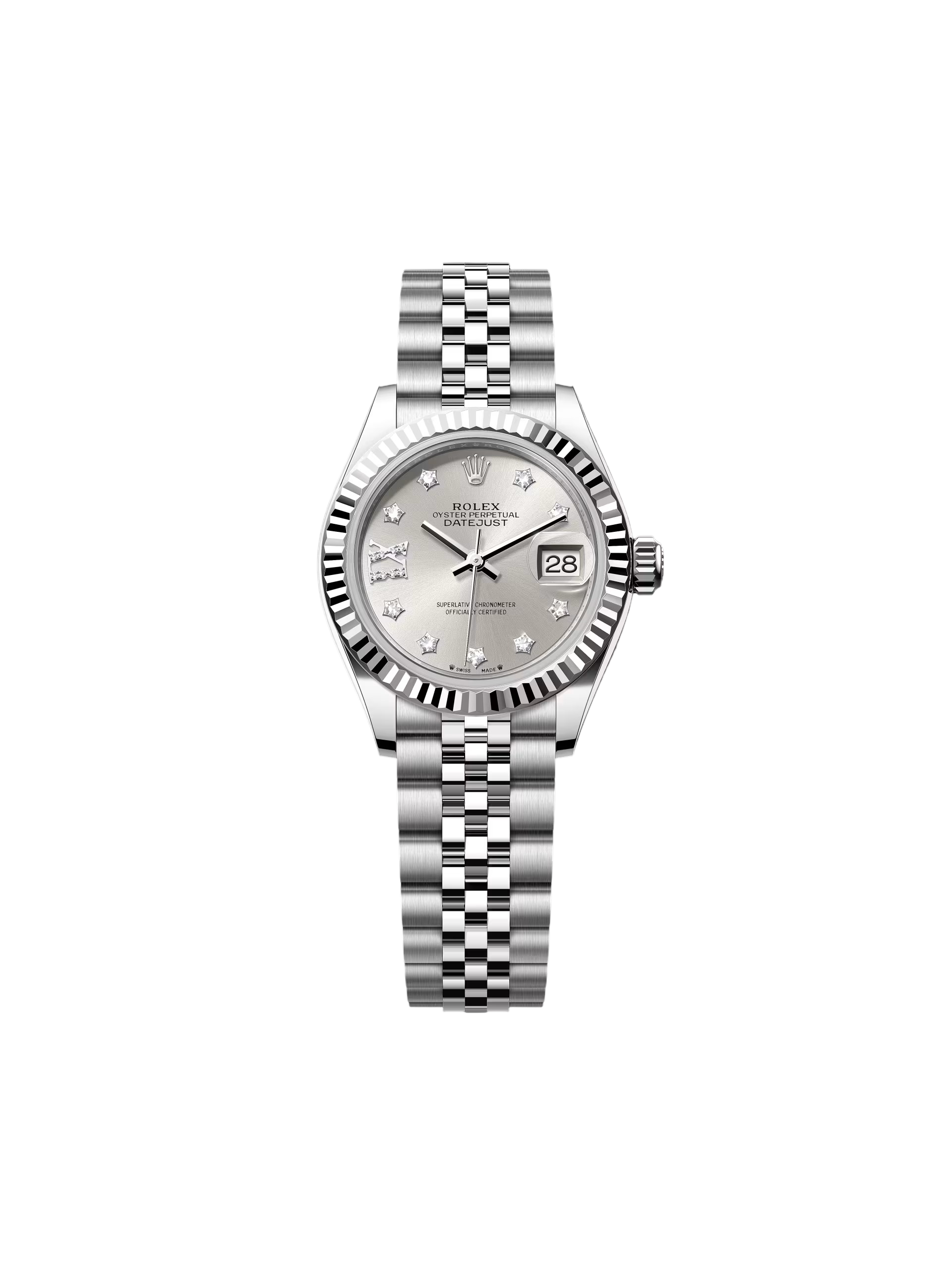 Rolex Lady-Datejust 28mm 279174 Silver Diamond Dial Oyster Bracelet