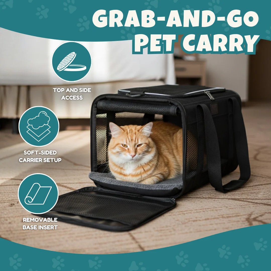 Cat and Dog Carrier Bag with Fleece Bed and Base Insert, 2 Sizes