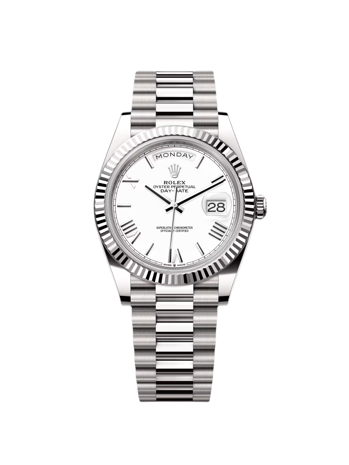Rolex Day-Date "President" 40mm White Gold White Roman Dial - 228239
