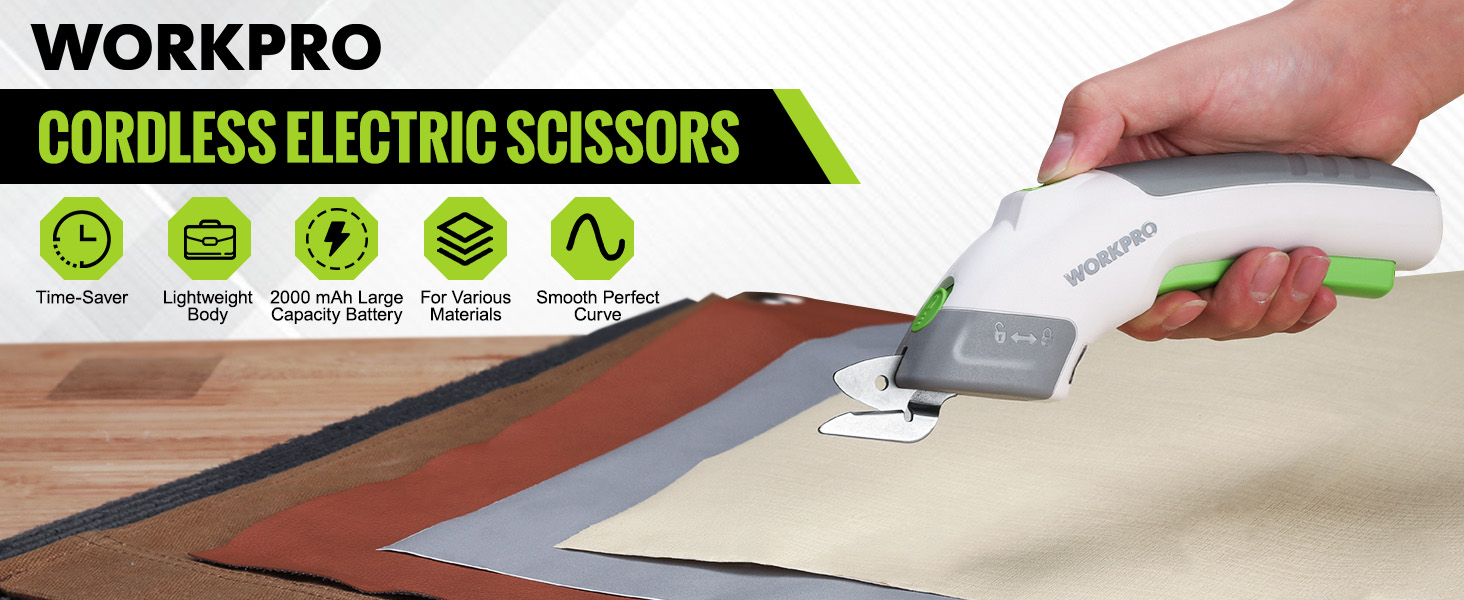 WORKPRO Cordless Electric Scissors with 2 Blades