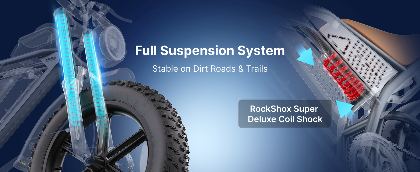 This image shows a motorcycle聶s full suspension system (including RockShox shock).