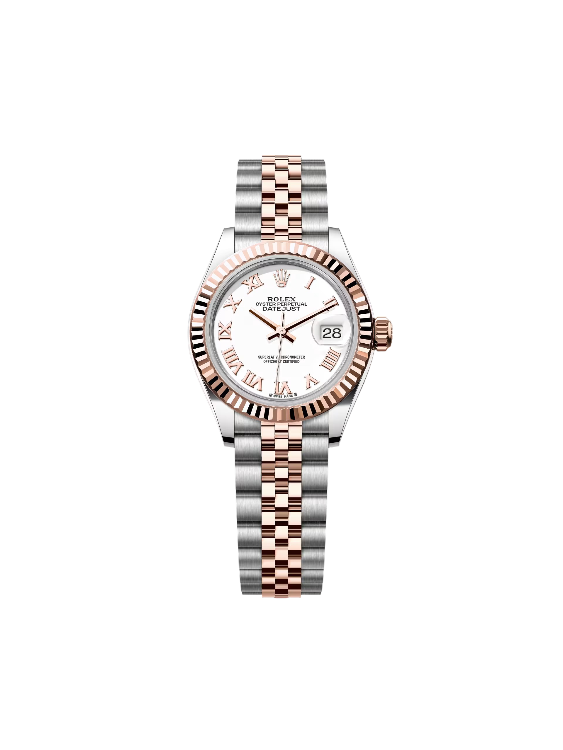 Rolex Lady-Datejust 28mm 279171 White Roman Oyster Stainless Steel and Rose Gold