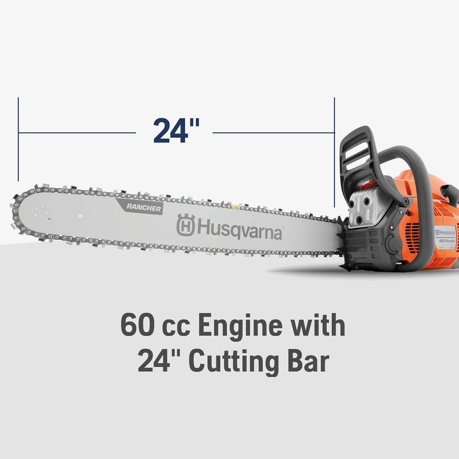 2025 460 Rancher Gas Powered Chainsaw, 60.3-cc 3.6-HP, 2-Cycle X-Torq Engine, 24 Inch Chainsaw with Automatic Adjustable Oil Pump, For Wood Cutting, Tree Trimming and Land Clearing
