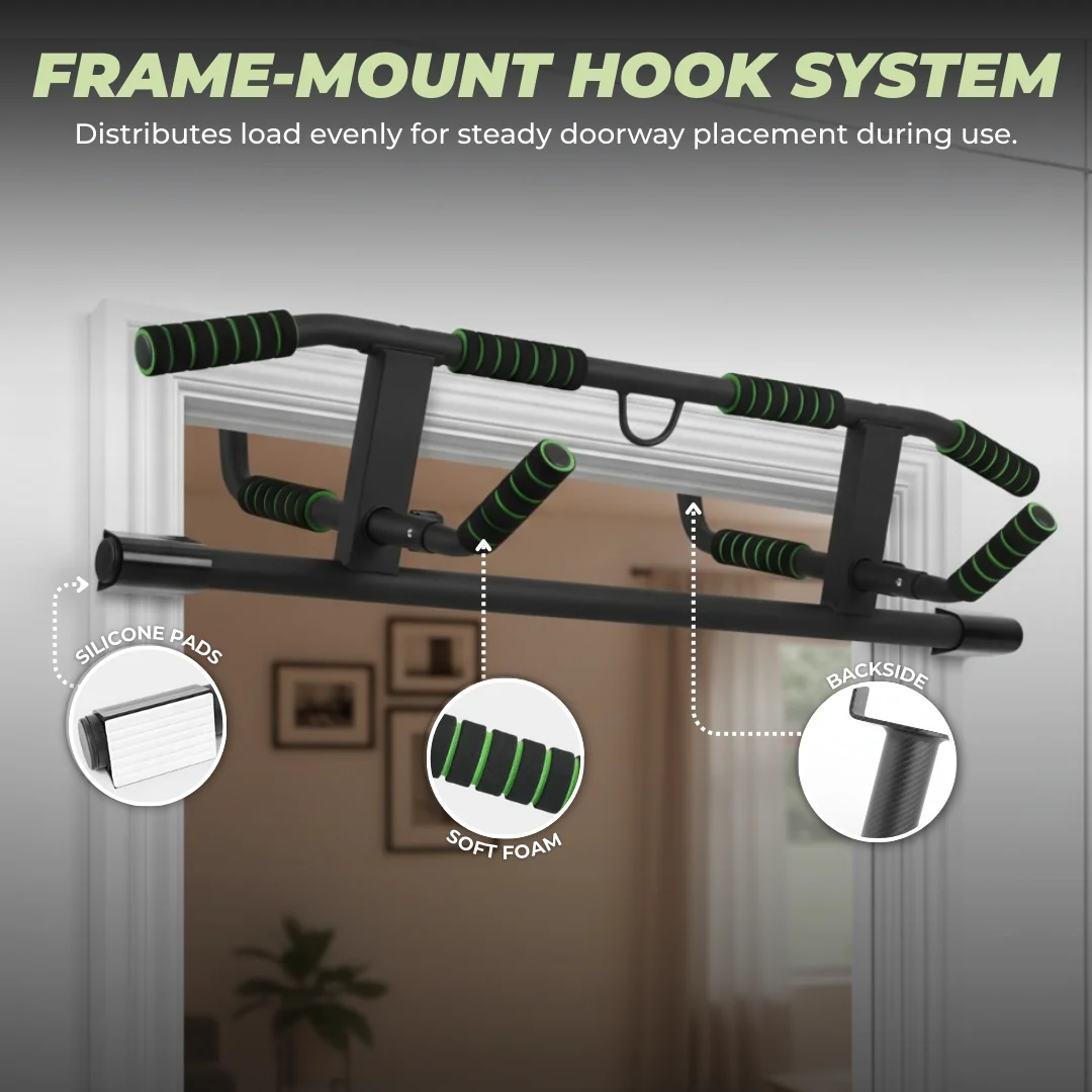 Multi-Grip Pull Up Bar for Doorway Mount or Floor-Based Training