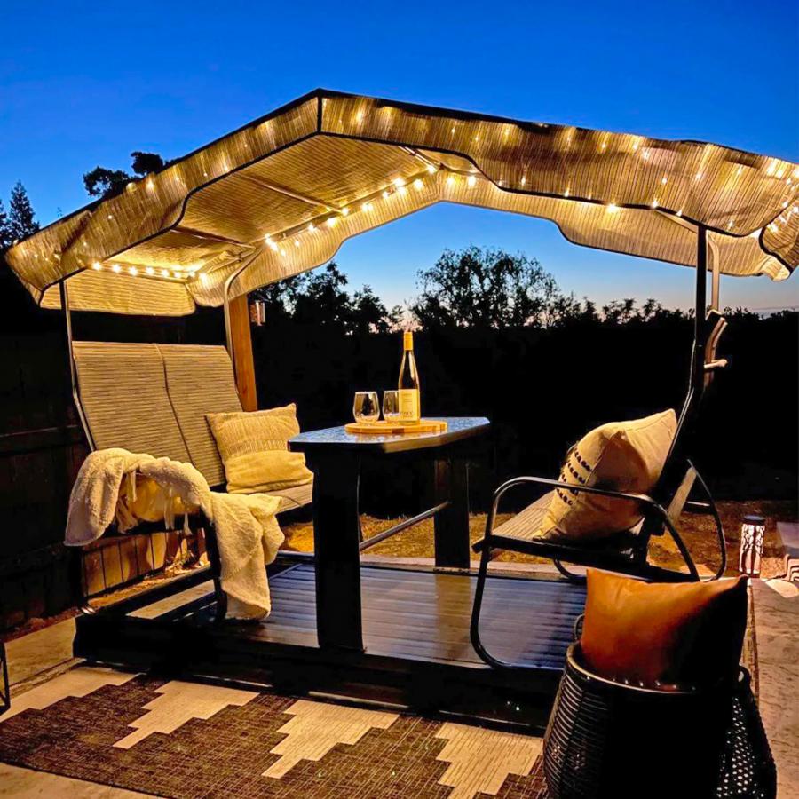 Glider Double Chairs With Table - Double bench and table swinging gazebo set Glider Double Chairs With Table - Double bench and table swinging gazebo set