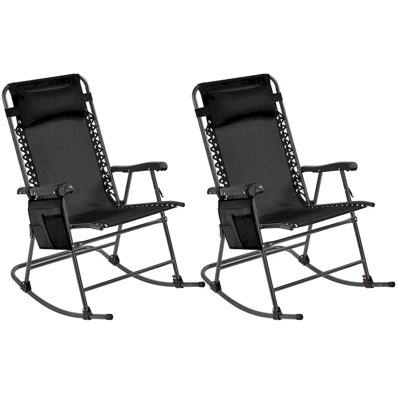 Yaheetech 2pcs 26in Rocking Chair Foldable Outdoor Lounge Chair