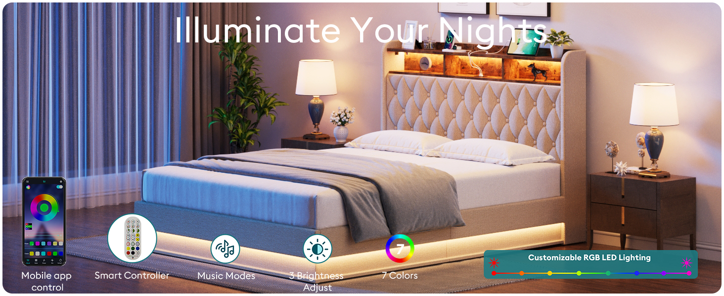 bed frame with led lights