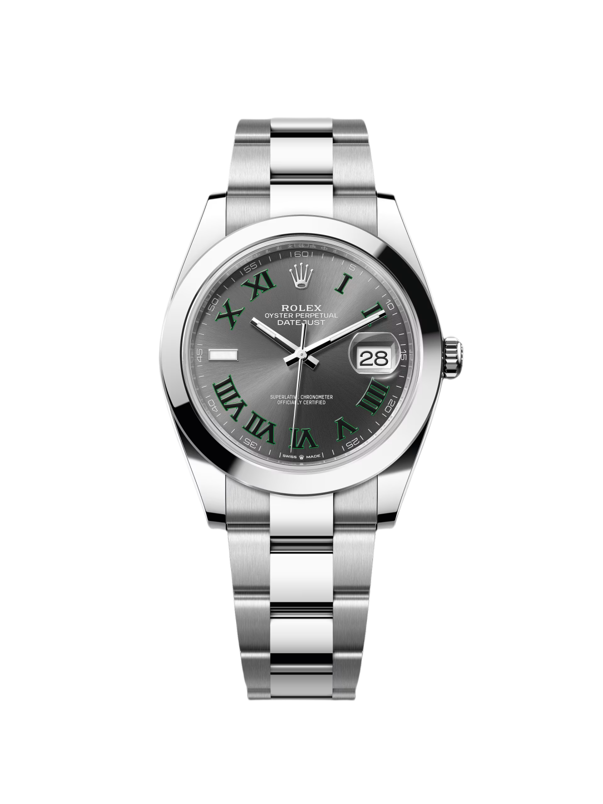 Rolex Datejust 41mm 126300 Slate Roman Oyster Stainless Steel Watch