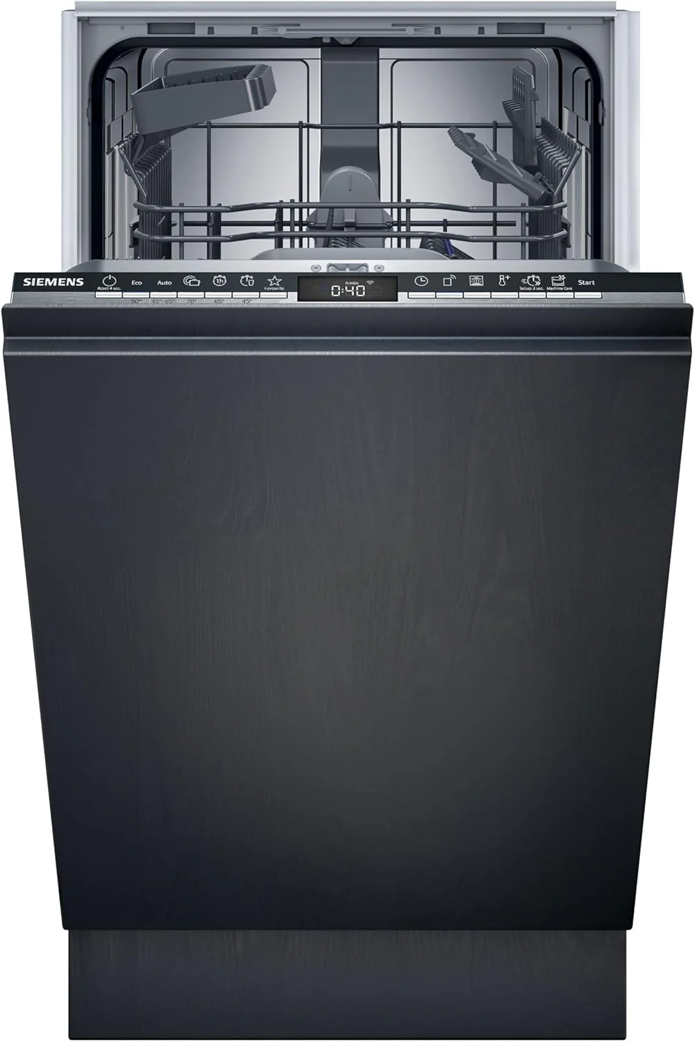 Siemens SR65YX08ME, iQ500 Smarter Geschirrspüler Vollintegriert, 45 cm breit, Besteckschublade, Zeolith, extra leise, aquaStop, automatische Türöffnung nach Programmende, varioSpeed, Innenbeleuchtung