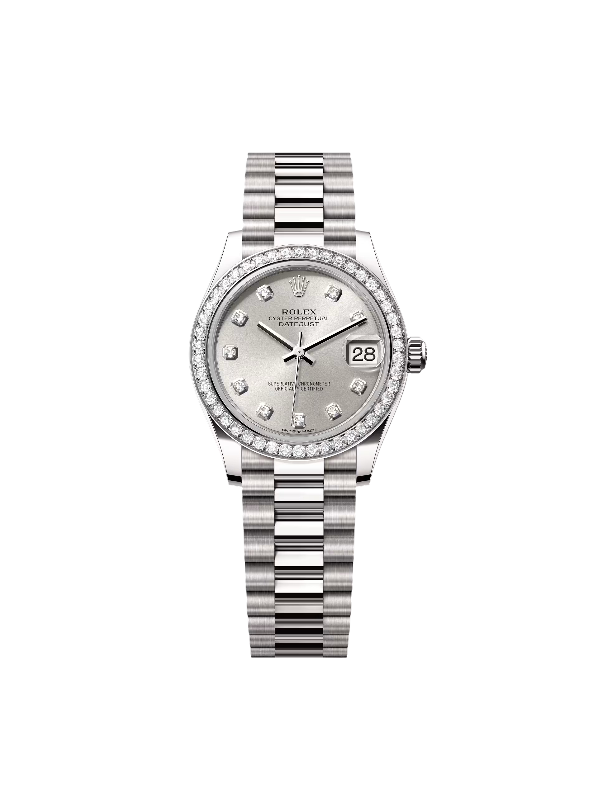 Rolex Datejust m278289RBR-0021 Silver Dial White Gold President Watch