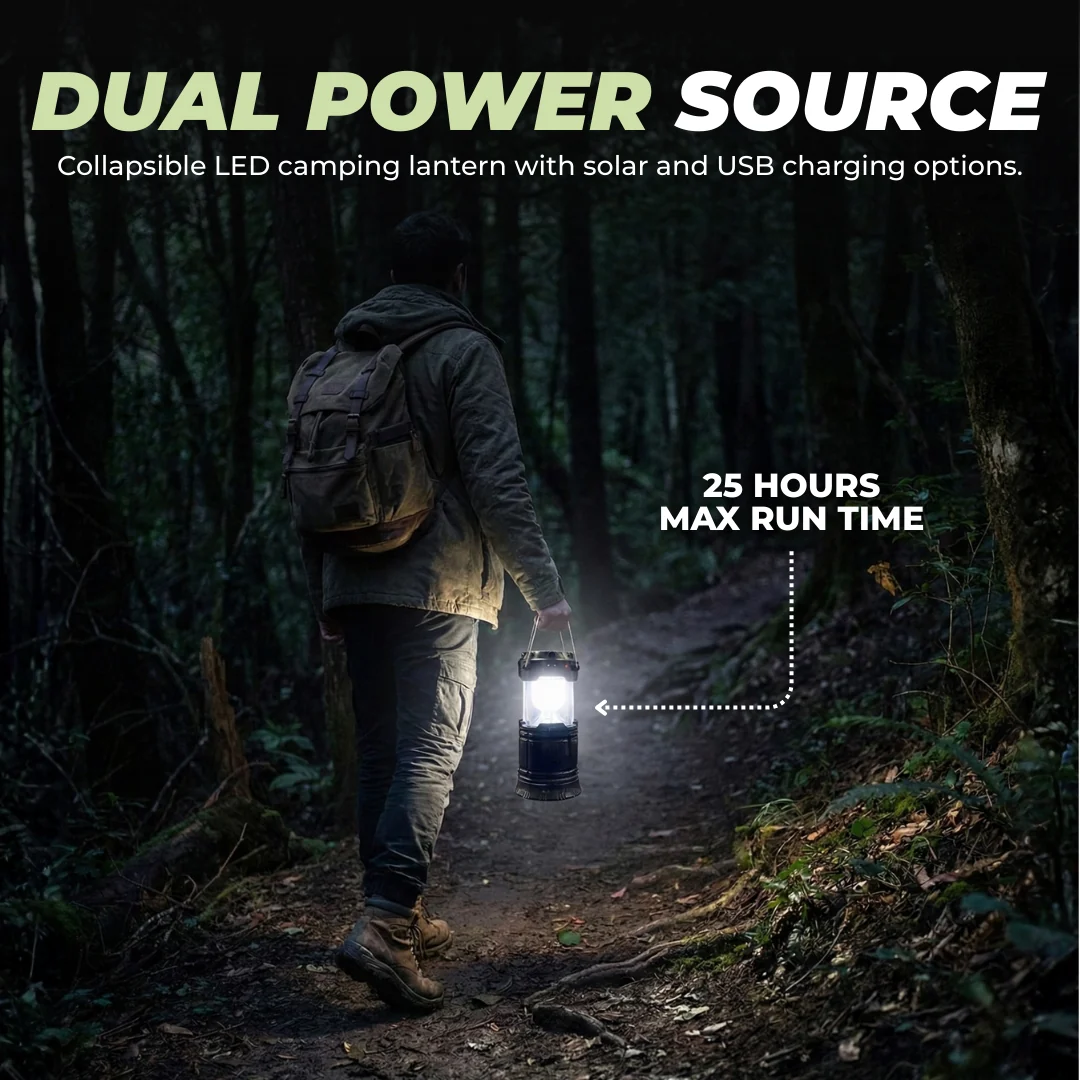 Collapsible Portable LED Camping Lantern Solar and USB Rechargeable Light Collapsible Portable LED Camping Lantern Solar and USB Rechargeable Light