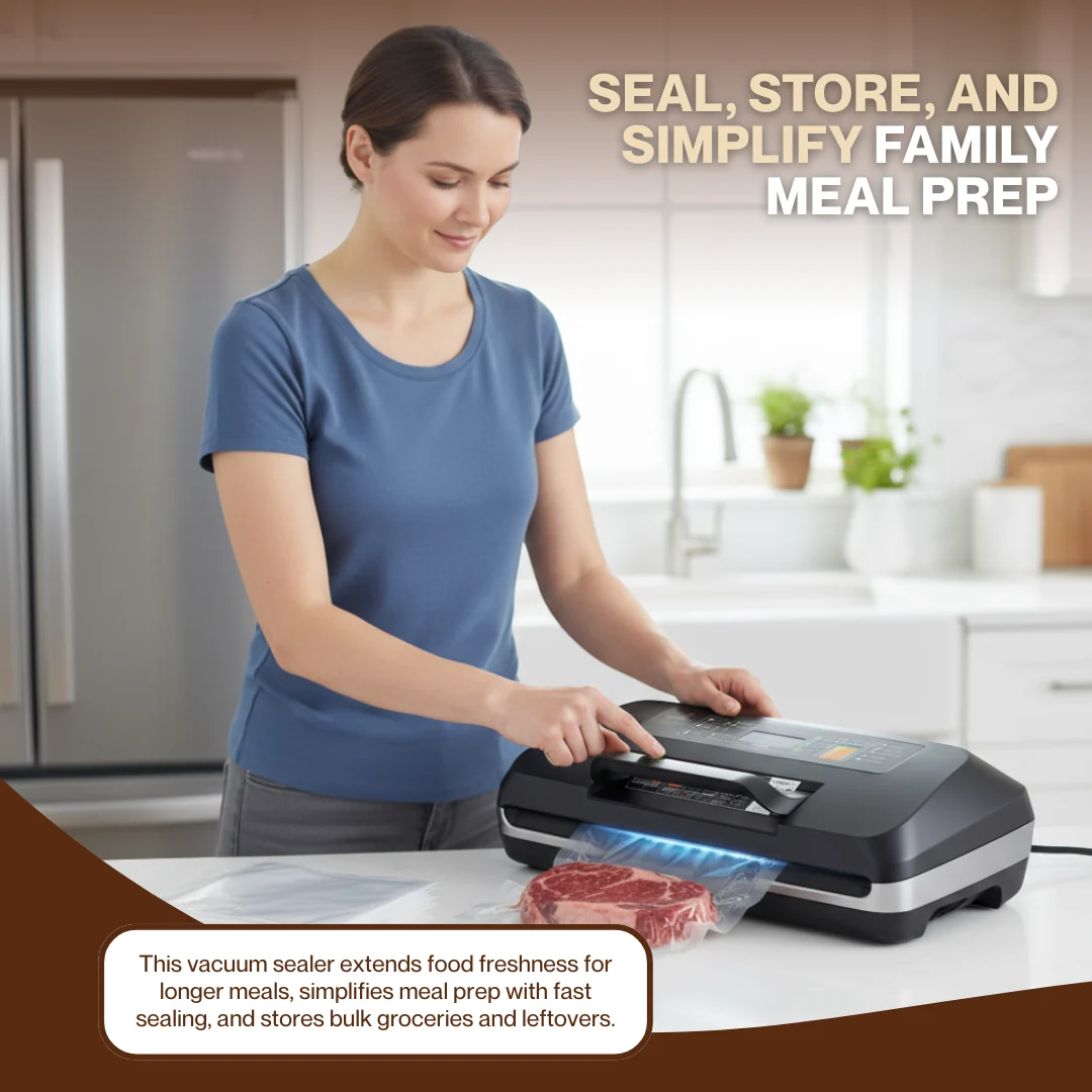 95kPa Vacuum Sealer Machine with Double Heat Seal & Built-in Cutter 95kPa Vacuum Sealer Machine with Double Heat Seal & Built-in Cutter