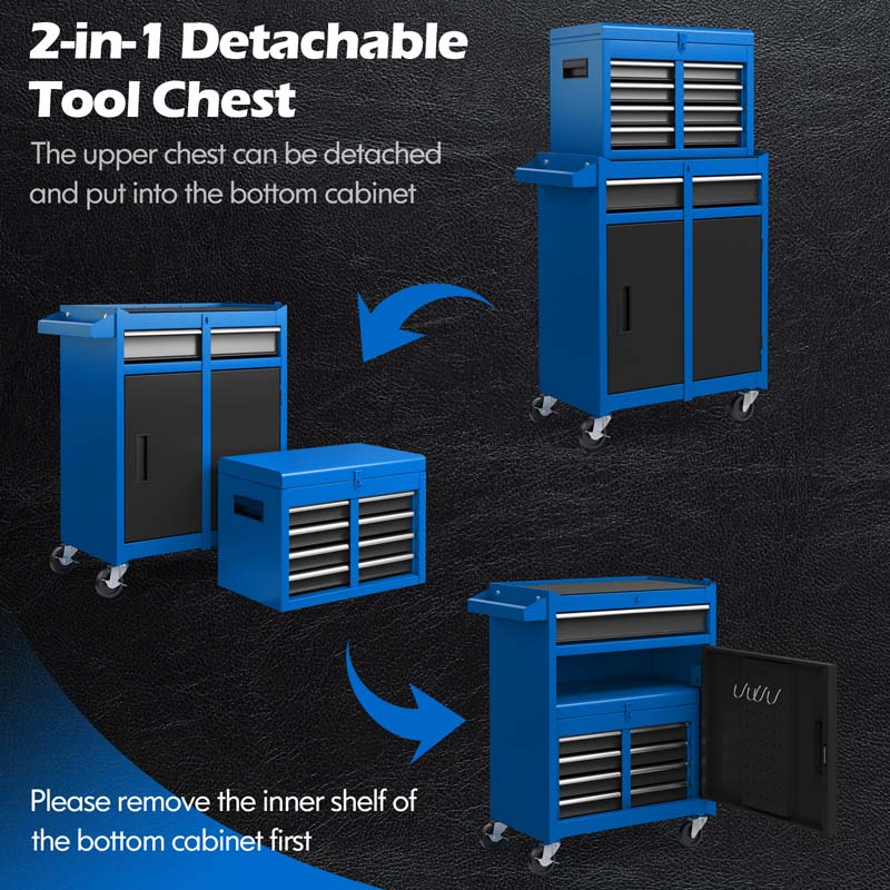 Eletriclife 2-in-1 Rolling Tool Chest with 5 Sliding Lockable Drawers